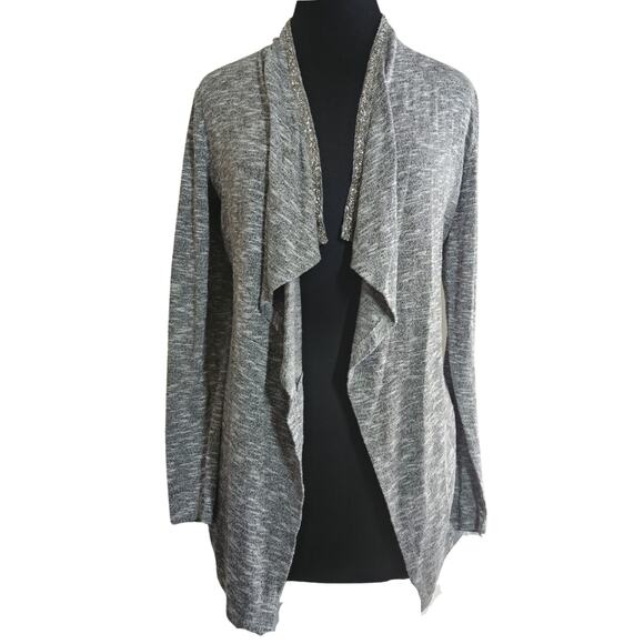 Juicy Couture Gray Silver Beaded Accent Cardigan Sweater Size Small - Picture 1 of 6